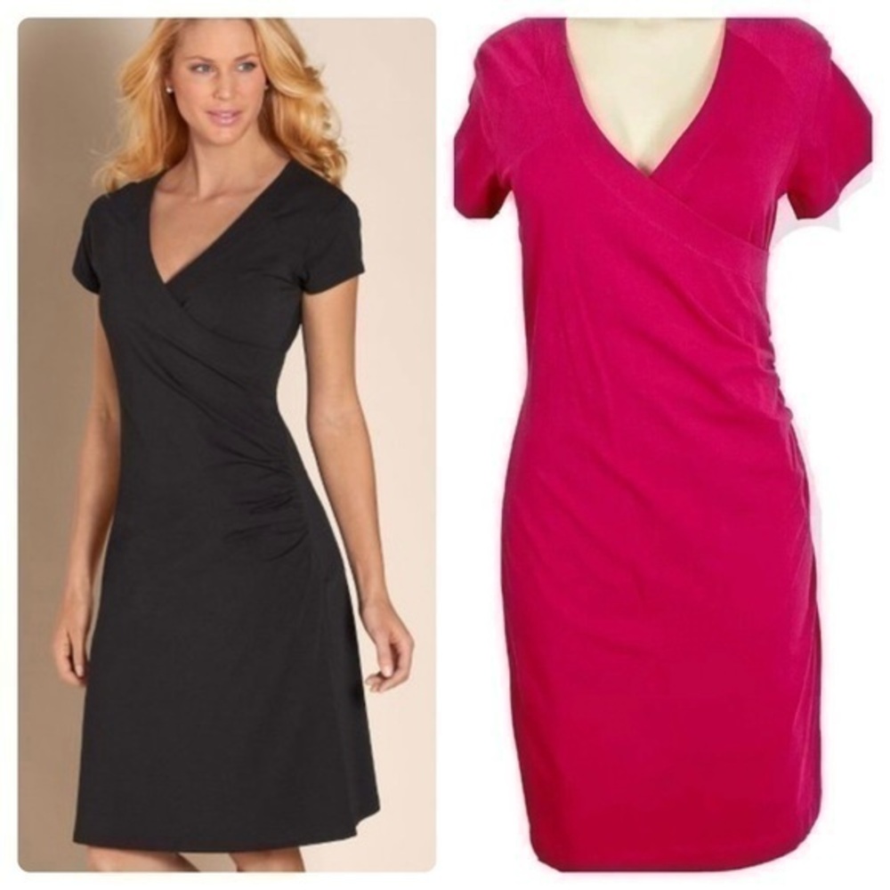 Soft Surroundings Wear Anywhere Wrap Front Dress 1X In Pink